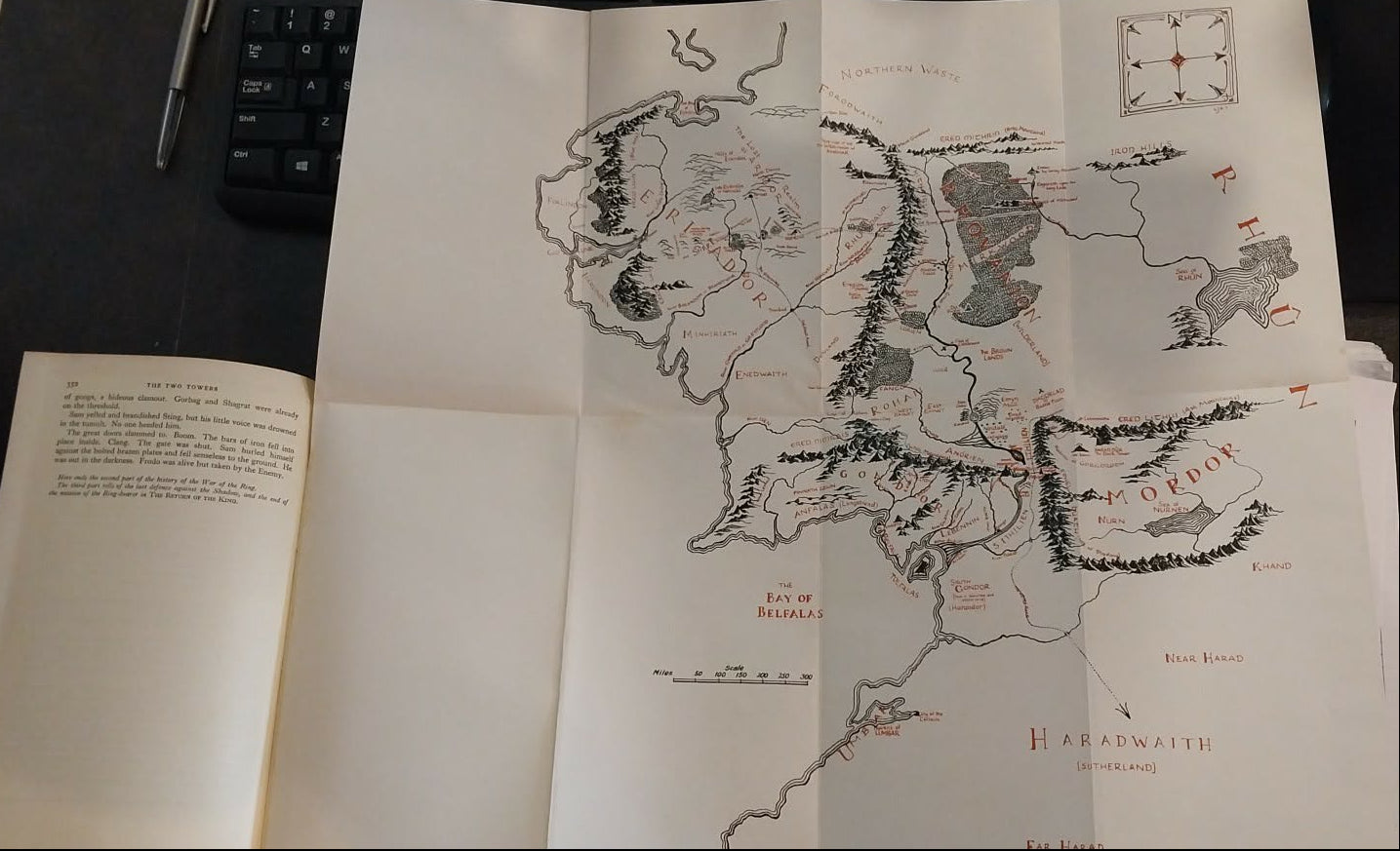 Two Towers by J.R.R. Tolkien, Revised Edition 1968, Fold-Out Map Included
