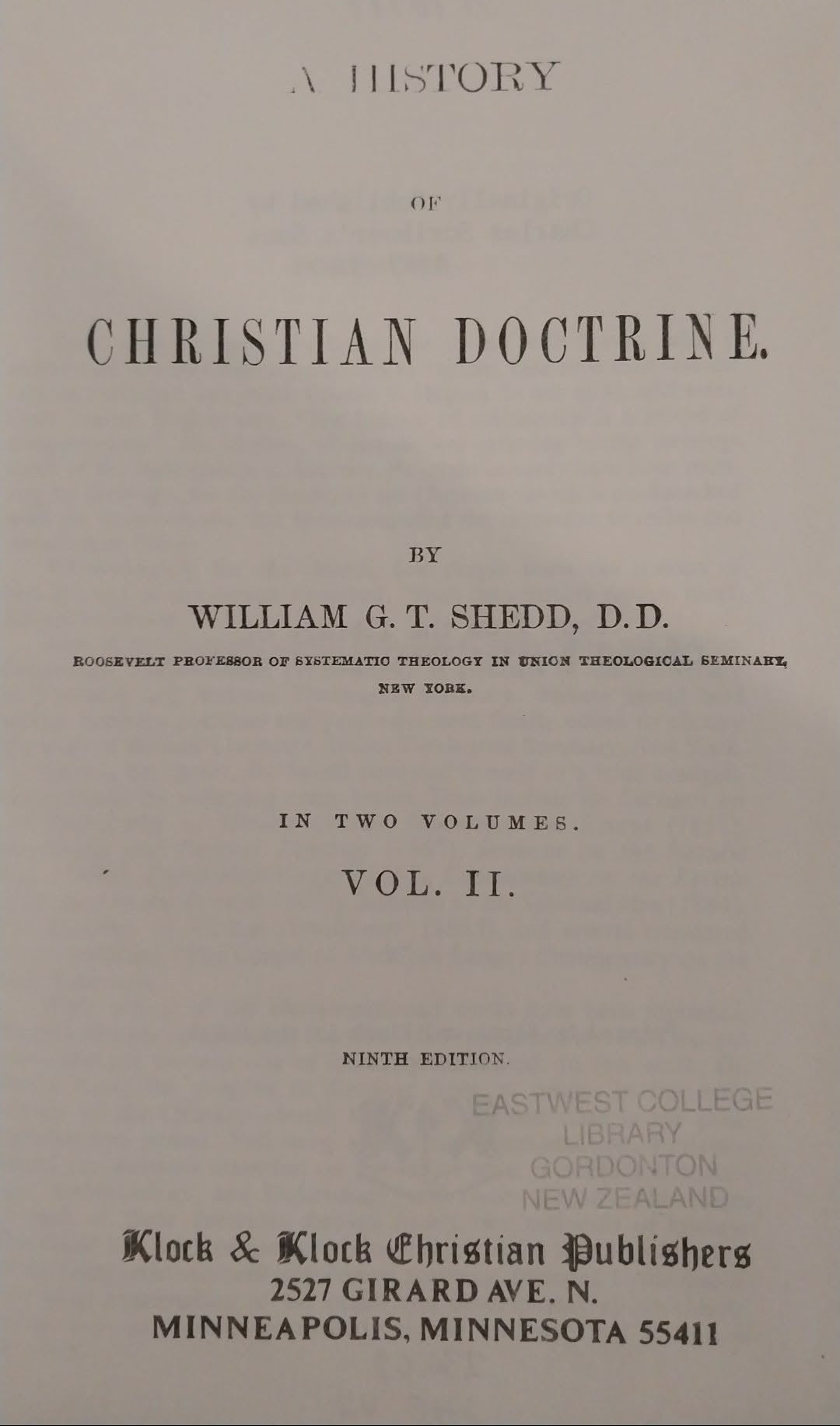 History of Christian Doctrine (2 Volume Set) by William G.T. Shedd