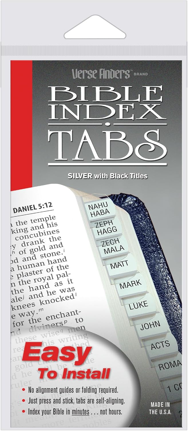 Verse Finders Bible Index Tabs: Silver with Black Titles