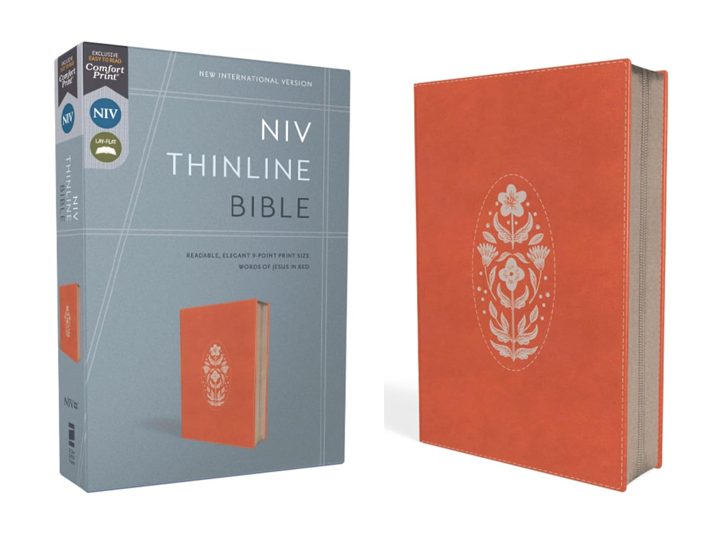 NIV Thinline Bible, Leathersoft, Coral, Zippered, Red Letter, Comfort Print