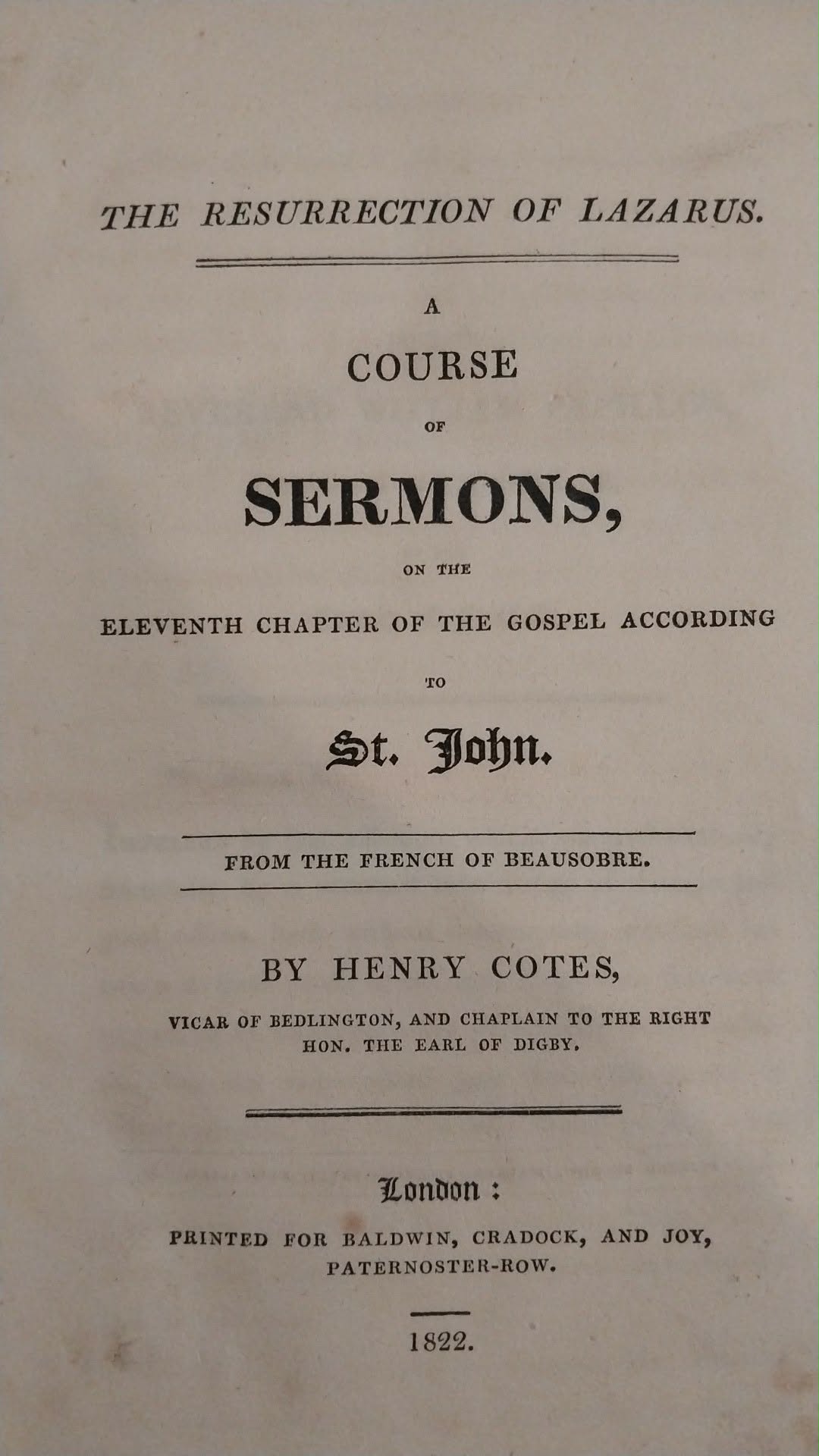 Cotes's Sermons, 1822