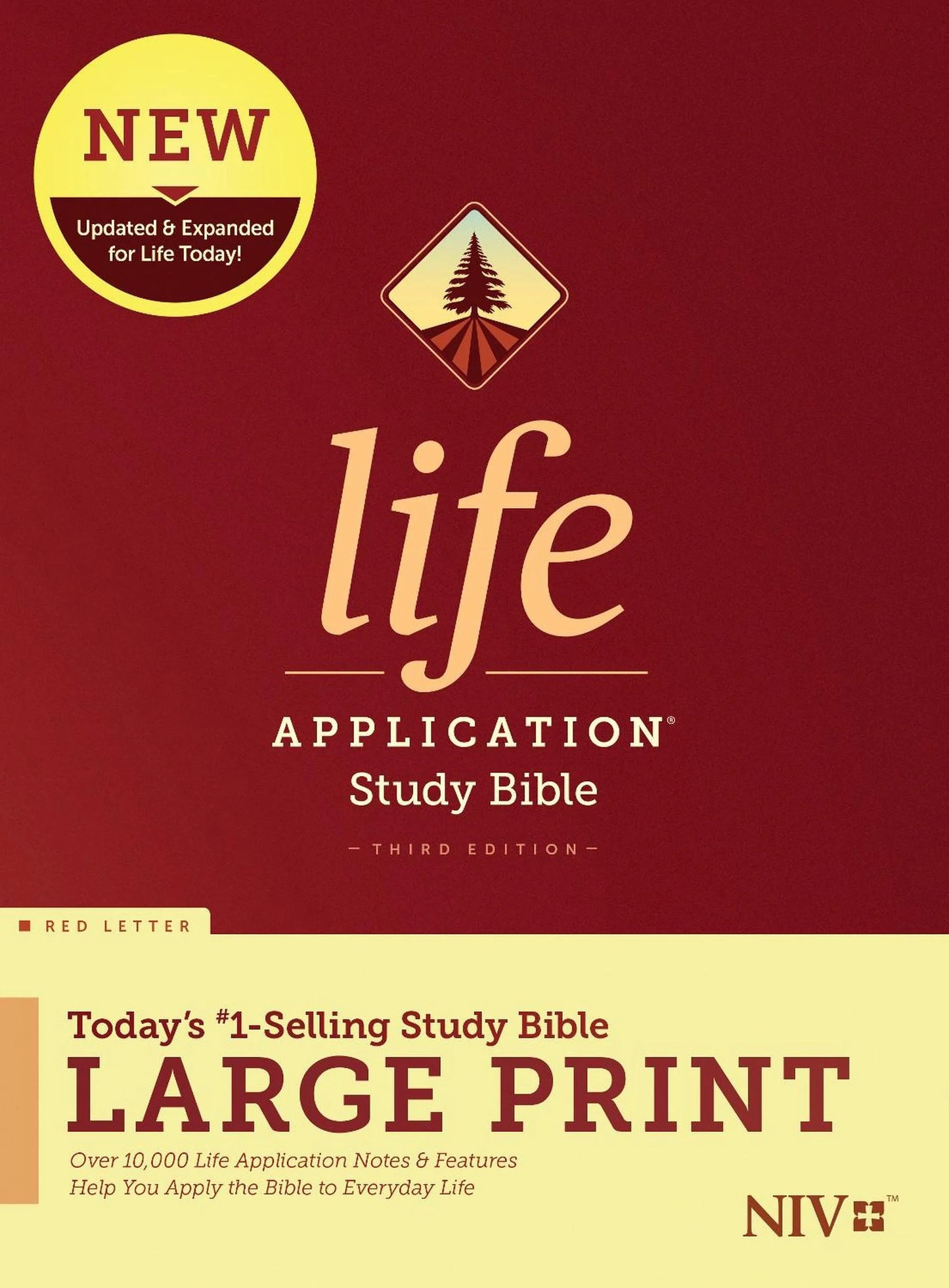 NIV Life Application Large-Print Study Bible, Third Edition hardcover, red letter