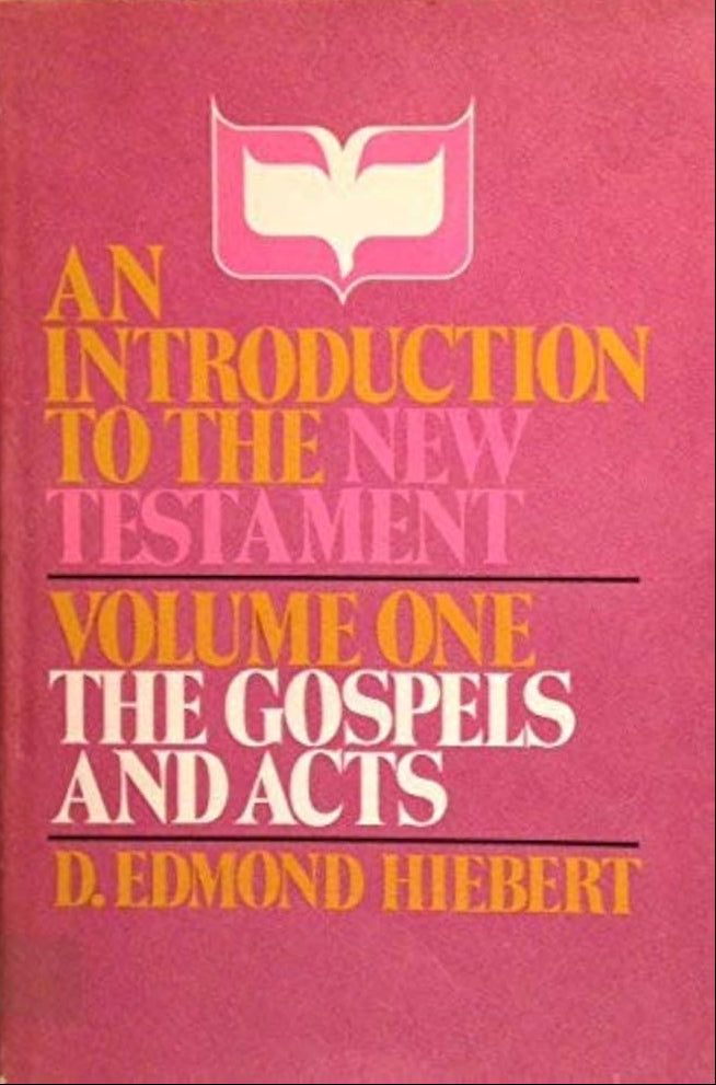 Book cover of 'An Introduction to the New Testament' by D. Edmond Hiebert, Volume One on a pink background.