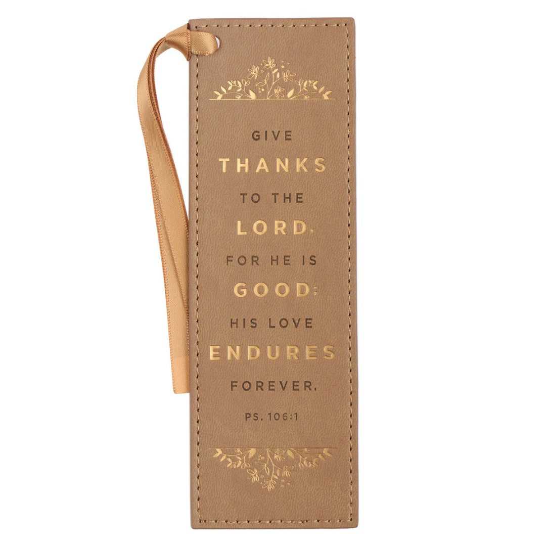Give Thanks, Faux Leather Bookmark