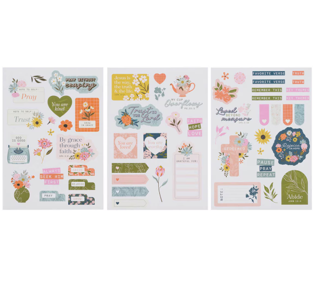 Bible Journaling Stickers: Grow In Grace (3 Sheets)