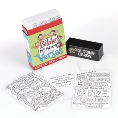 Bible Memory Verses Every Kid Should Know - Coloring Cards, Box of 52