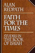 Book cover of 'Faith for the Times: Studies in the Book of Isaiah' by Alan Redpath with brown leather texture.