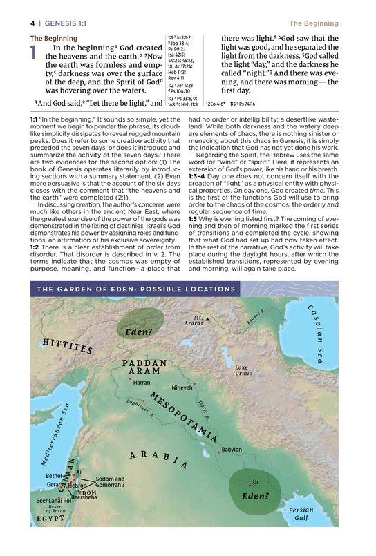Page from a book with text and a map of the Garden of Eden and surrounding regions.