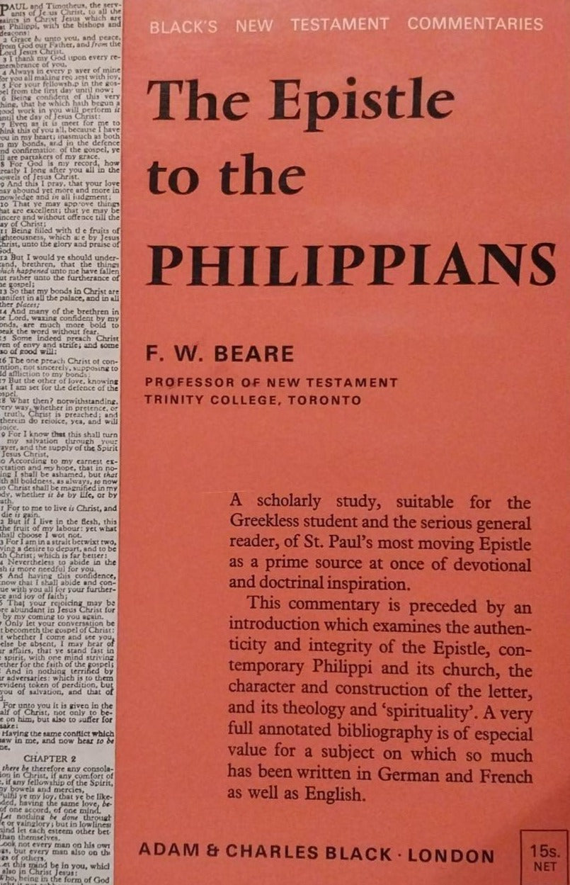 Epistle to the Philippians (Black New Testament Commentaries) by F.W. Beare image 0