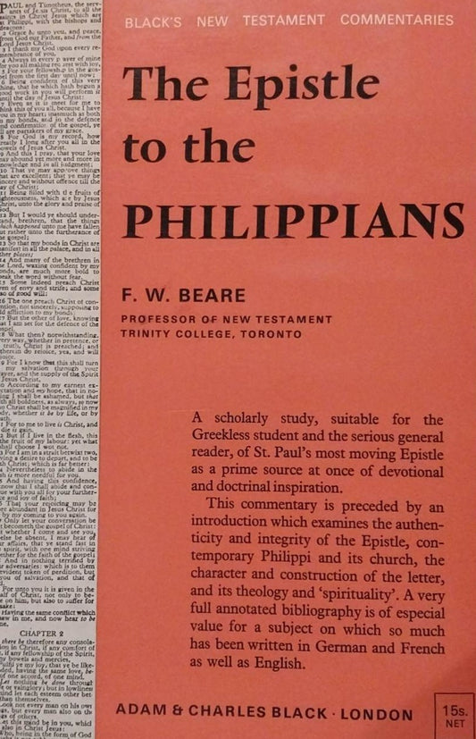 Epistle to the Philippians (Black New Testament Commentaries) by F.W. Beare image 0