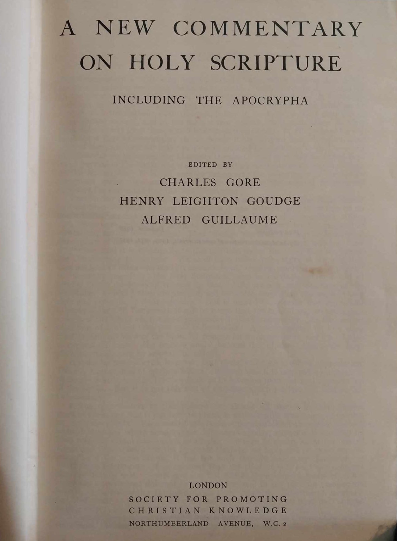 New Commentary on Holy Scripture Including Apocrypha by Gore, Goudge, Guillaume image 1