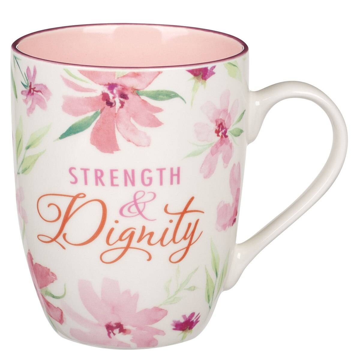 Strength and Dignity, Pink Floral Ceramic Mug