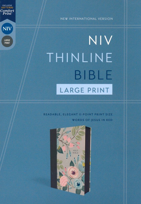NIV Thinline Bible, Large Print--soft leather-look, floral, zippered