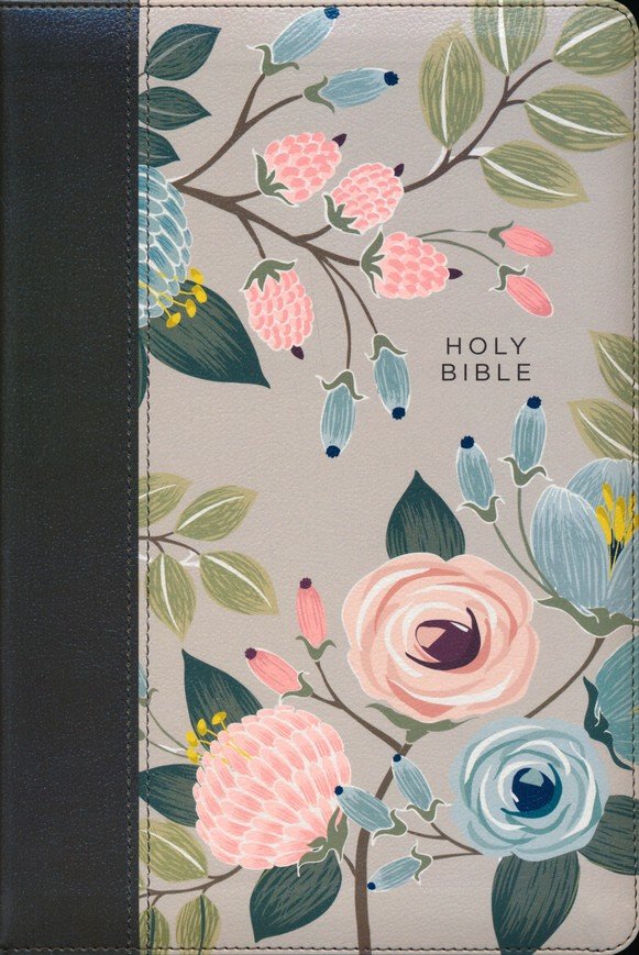 NIV Thinline Bible, Large Print--soft leather-look, floral, zippered
