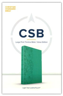 CSB Large Print Thinline Bible, Value Edition--soft leather-look, light teal