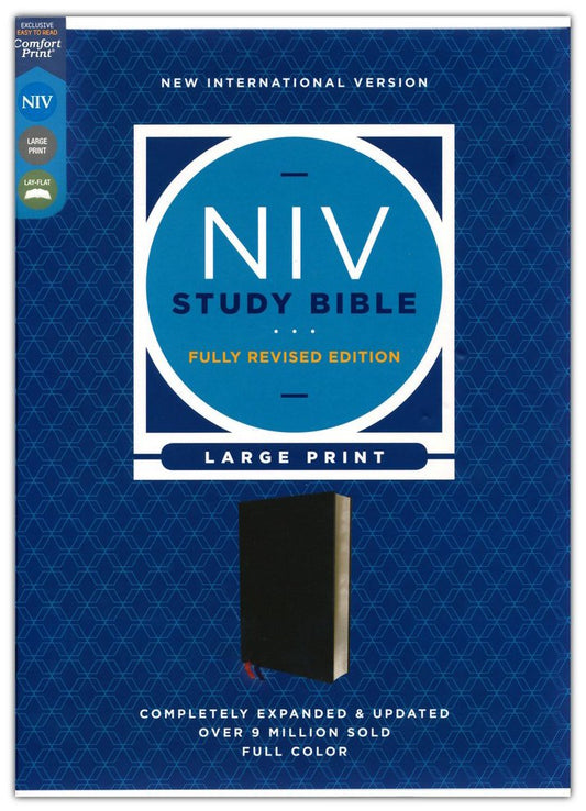 NIV Large-Print Study Bible, Fully Revised Edition, Comfort Print--bonded leather, black, red letter