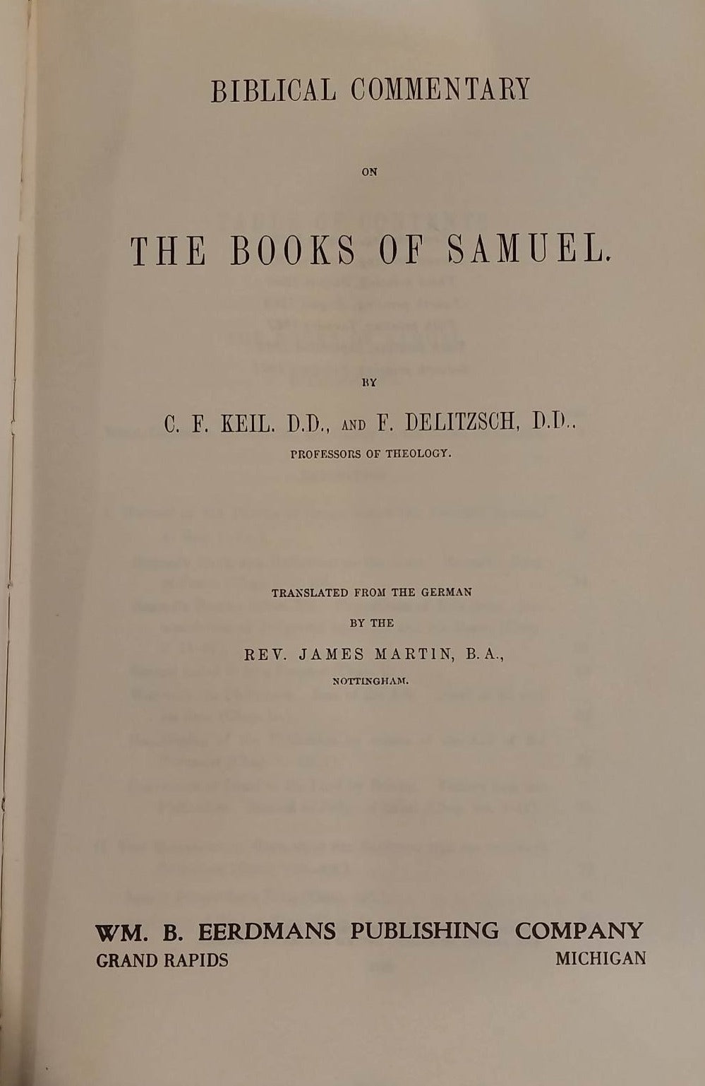 Biblical Commentary on The Books of Samuel by C.F. Keil and F. Delitzsch image 1
