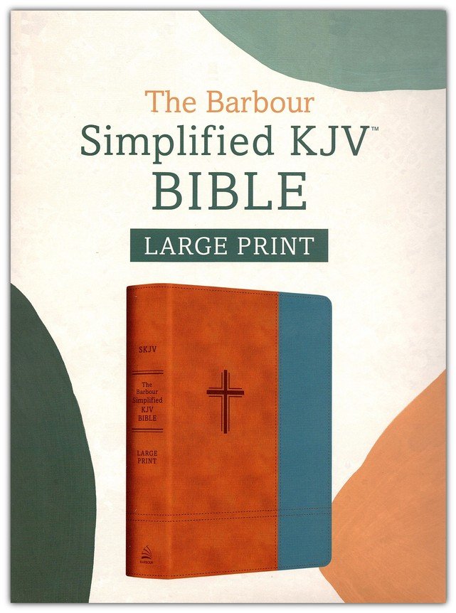 Simplified KJV Barbour Simplified Bible, Large Print--soft leather-look, rust & stone cross,Thumb-Indexed
