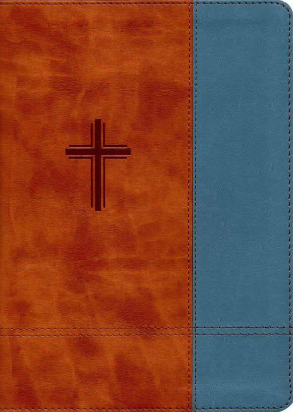Simplified KJV Barbour Simplified Bible, Large Print--soft leather-look, rust & stone cross,Thumb-Indexed