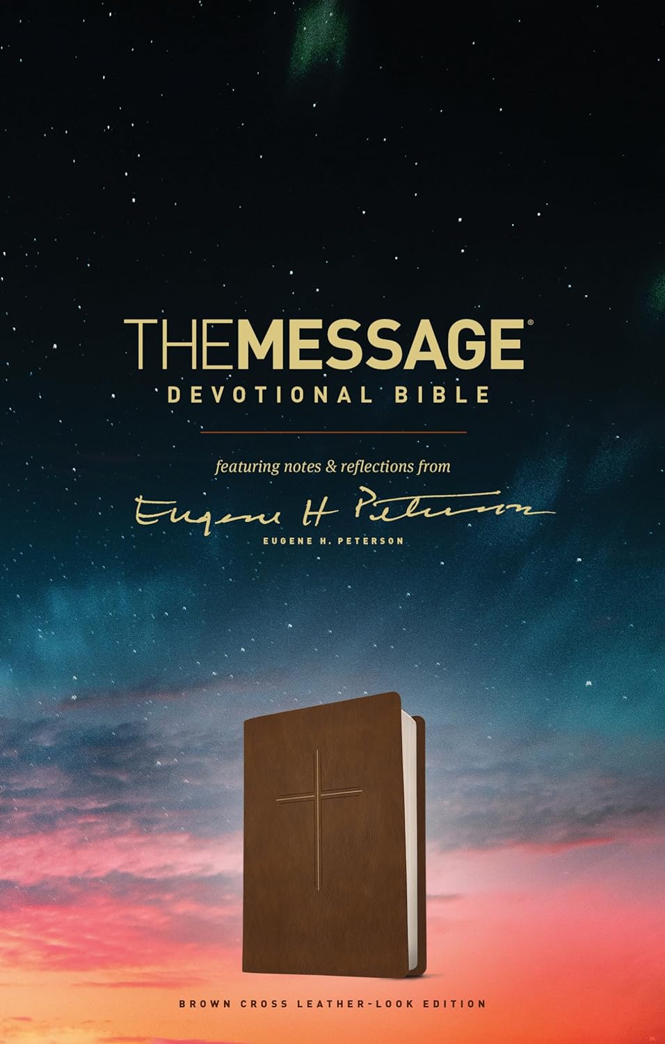 Message Devotional Bible, Brown Cross Leather Look image 0