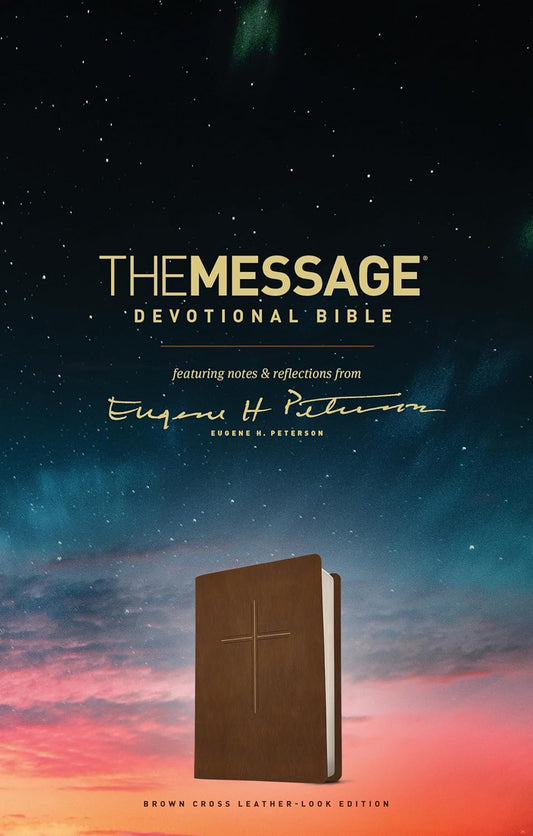 Message Devotional Bible, Brown Cross Leather Look image 0