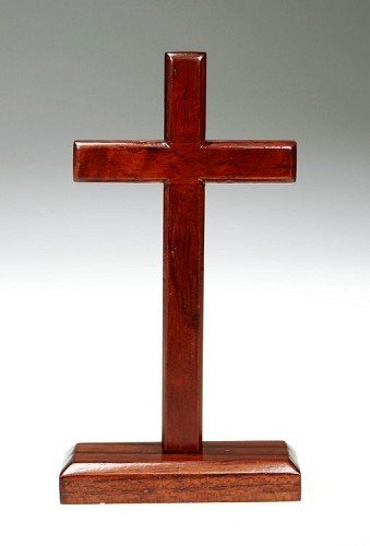 Mahogany Wood Standing Cross, 20cm high