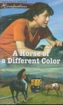 Book cover of 'A Horse of a Different Color' featuring a person and horses.
