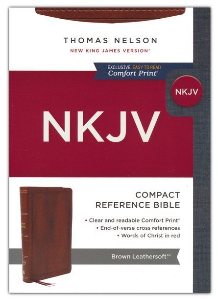 NKJV Compact Reference Bible, Comfort Print, soft leather-look, brown (red letter)