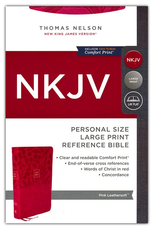 NKJV Personal-Size Large-Print Reference Bible, Comfort Print, soft leather-look, pink