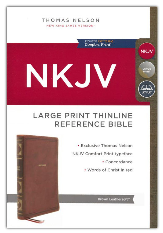 NKJV Large-Print Thinline Reference Bible, Comfort Print--soft leather-look, brown
