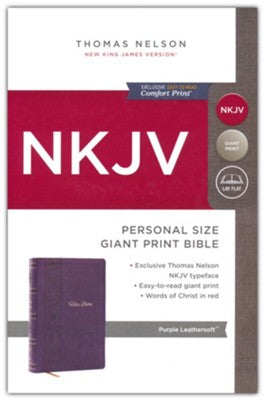 NKJV Bible: Personal Size, Giant Print--soft leather-look, purple