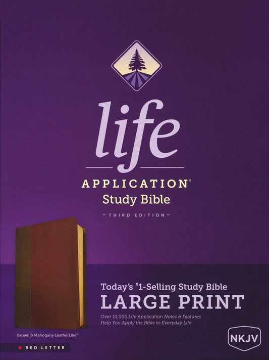 NKJV Life Application Study Bible, Third Edition, Large Print (Red Letter, LeatherLike, Brown/Mahogany)