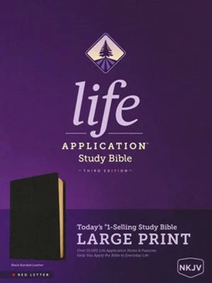 NKJV Life Application Study Bible, Third Edition, Large Print, Leather, bonded, Black