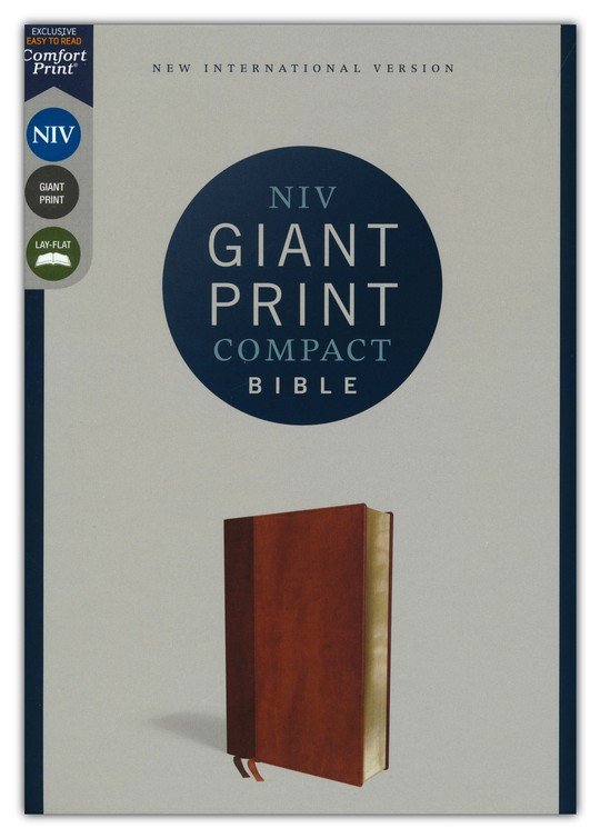 NIV Giant-Print Compact Bible, Comfort Print--soft leather-look, brown, red letter