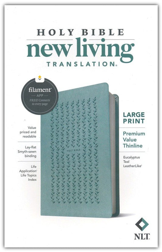 NLT Large Print, Premium Value Thinline Bible, Filament Enabled, Eucalyptus Teal