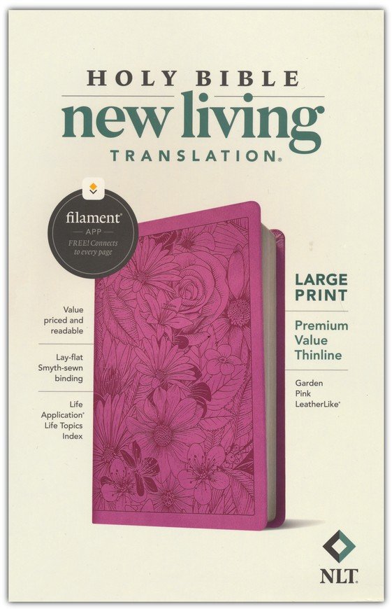 NLT Large Print, Premium Value Thinline Bible, Filament Enabled, Garden Pink