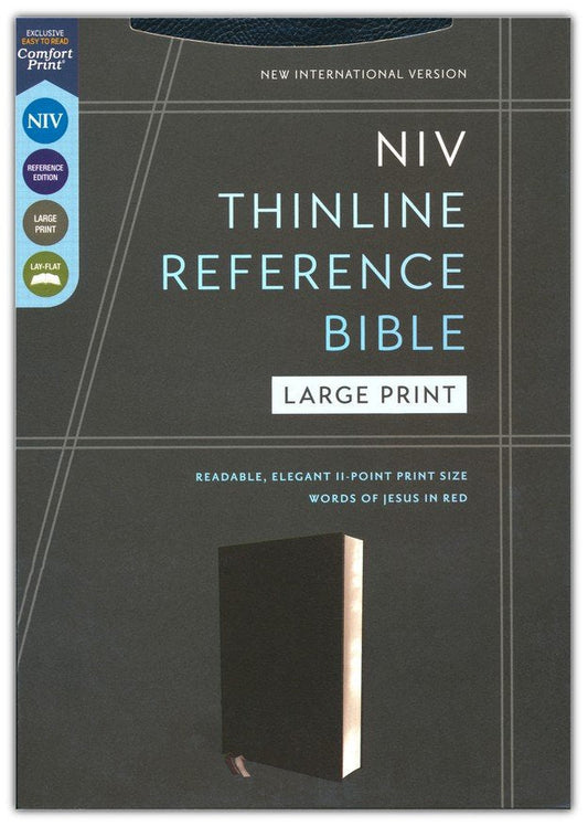 NIV Large-Print Thinline Reference Bible, European bonded leather, black
