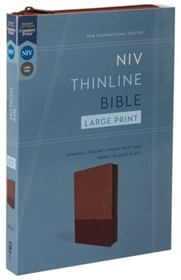 NIV Thinline Bible, Large Print--soft leather-look, brown, zippered