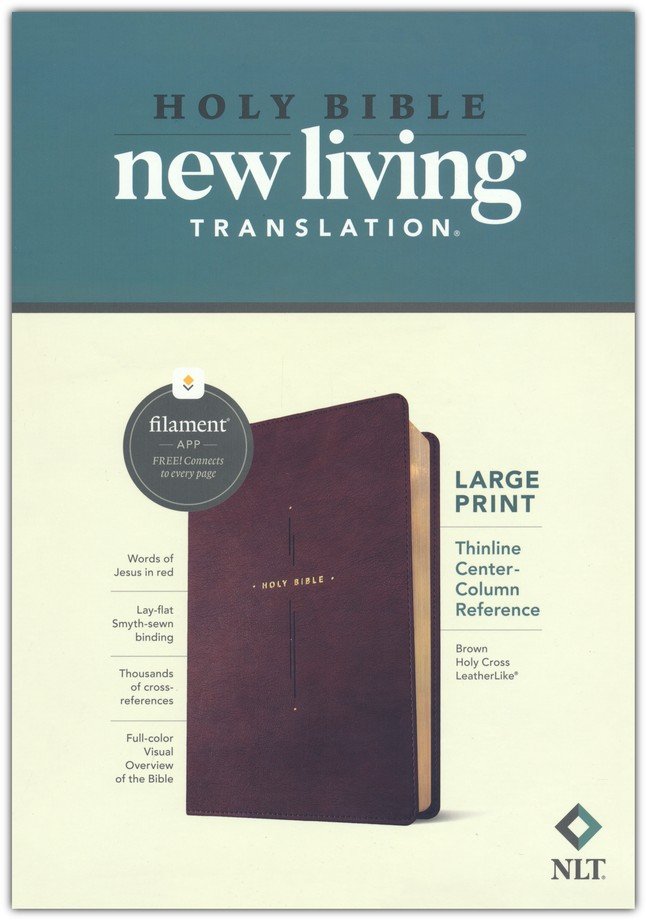 NLT Large Print Thinline Center-Column Reference Bible, Filament Enabled, soft leather-look, brown