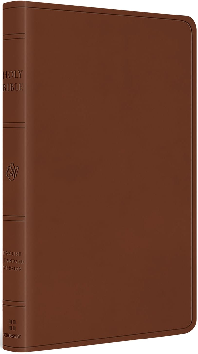 ESV Large Print Value Thinline Bible--soft leather-look, camel