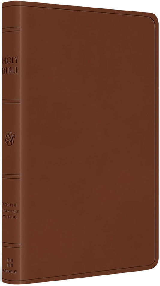 ESV Large Print Value Thinline Bible--soft leather-look, camel