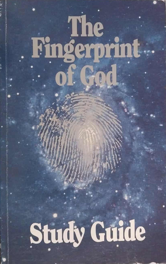 Study guide titled 'The Fingerprint of God' with a fingerprint design on a blue background.
