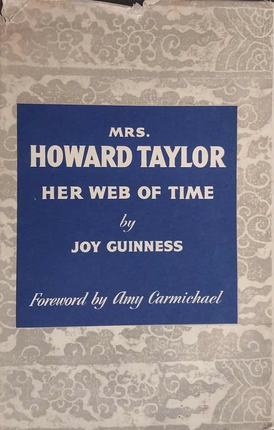 Book titled 'Her Web of Time' by Joy Guinness with a blue and gray cover.