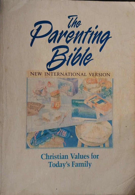 Book titled 'The Parenting Bible' with images of children and family on the cover.