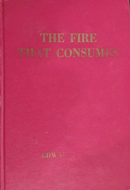 Pink book titled 'The Fire That Consumes' with gold text on a dark background