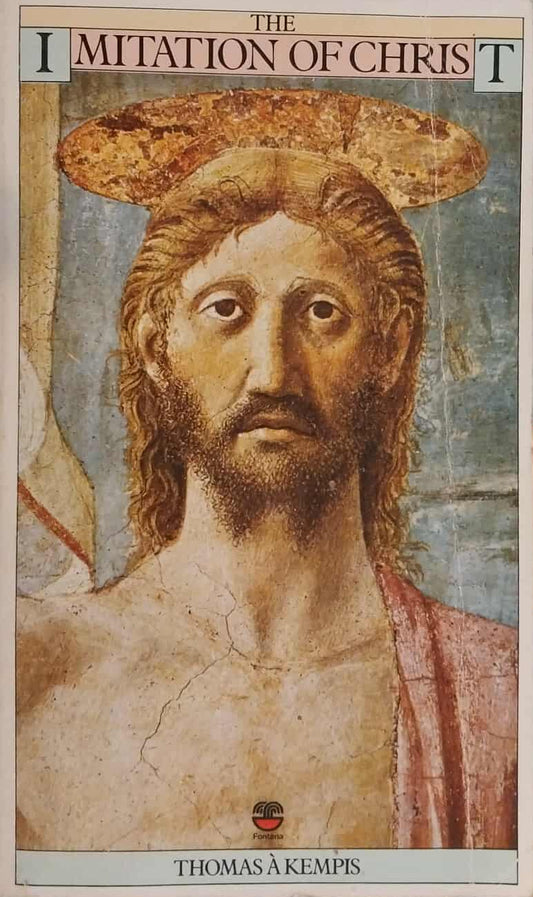 Book cover of 'The Imitation of Christ' by Thomas à Kempis with a depiction of Jesus on the cover.