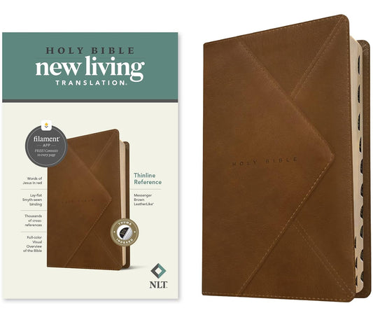 NLT Thinline Reference, Filament Enabled Edition, Thumb-Indexed (LeatherLike, Messenger, Brown)