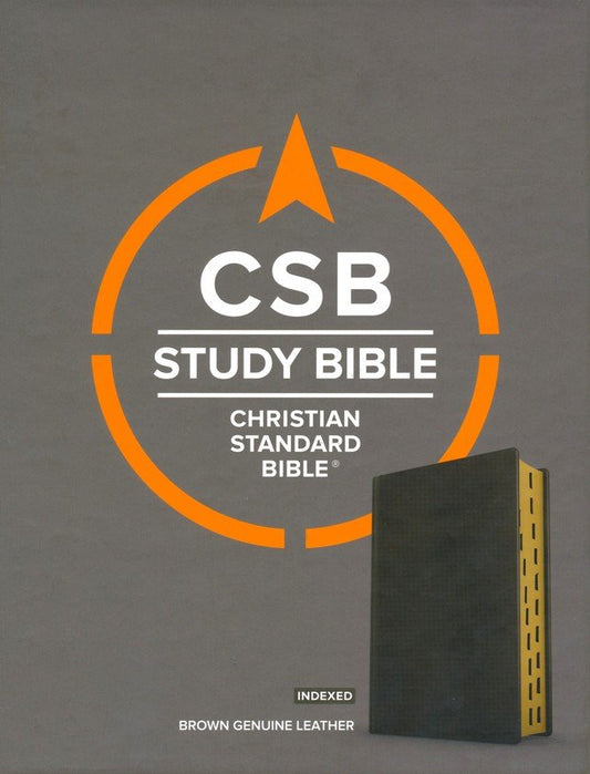 CSB Study Bible, Dark Brown, Genuine Leather, Thumb-Indexed