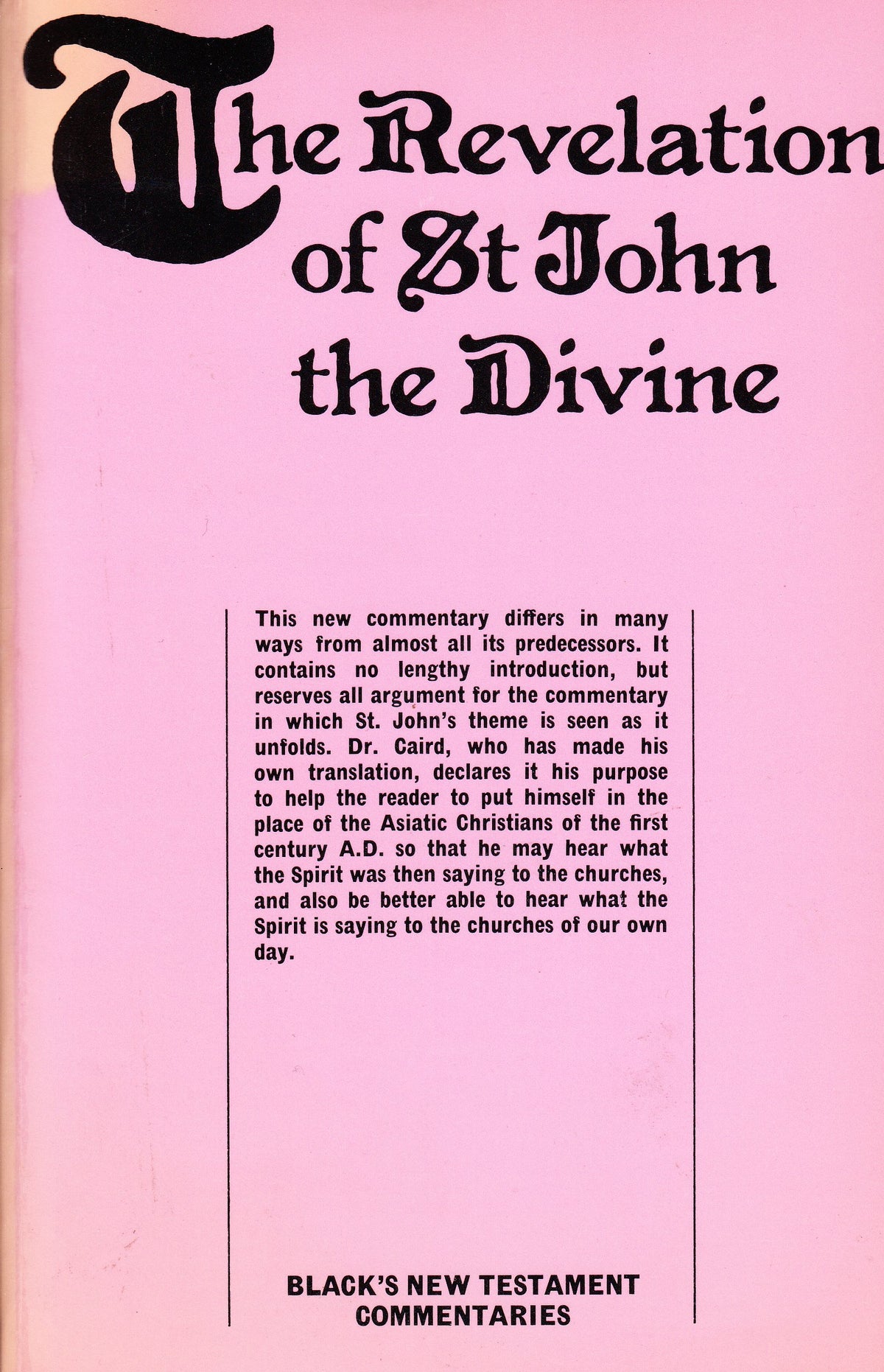 Revelation of St John of the Divine (Black's NT Commentaries) by G. B. Caird image 0