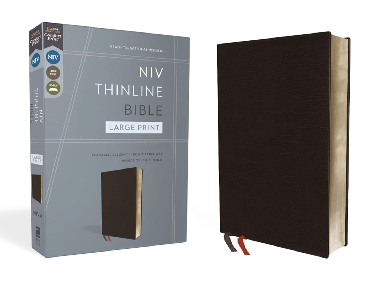 NIV Thinline Bible, Large Print, Black Bonded Leather